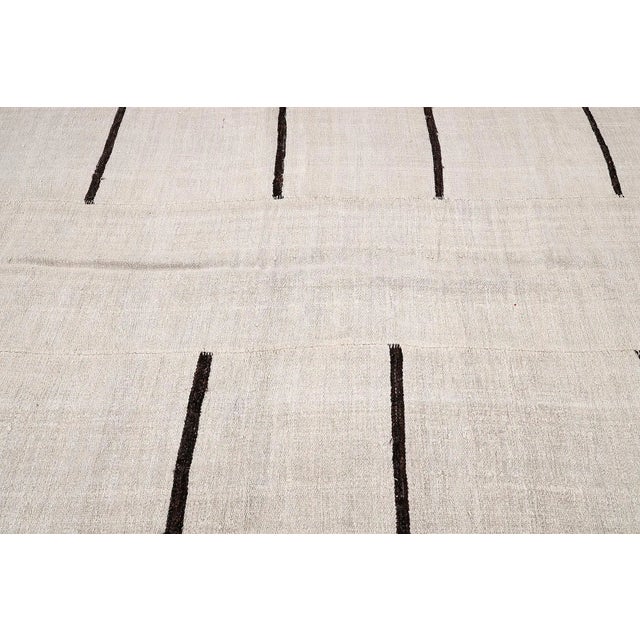 Mid 20th Century Mid 20th Century Black & White Vintage Hemp Rug For Sale - Image 4 of 7