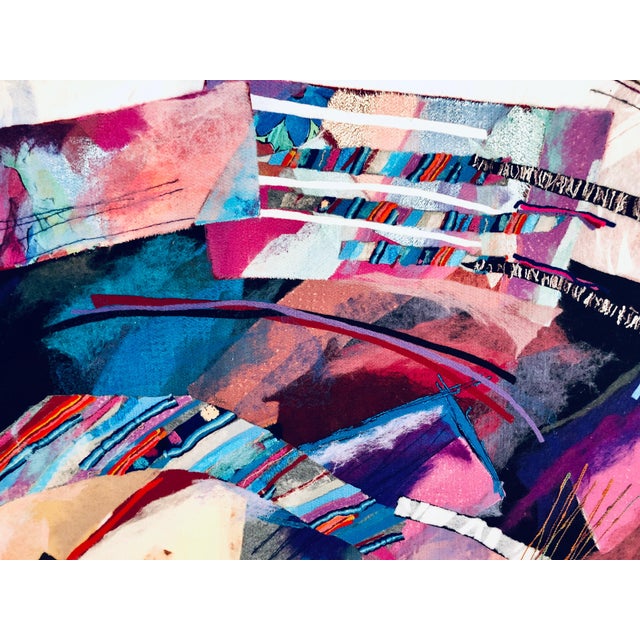 Smadar Livne, Fiber Art Collage Israeli Modernist Vibrant Colorful Tapestry Wall Hanging Rug, 1994 For Sale - Image 11 of 11