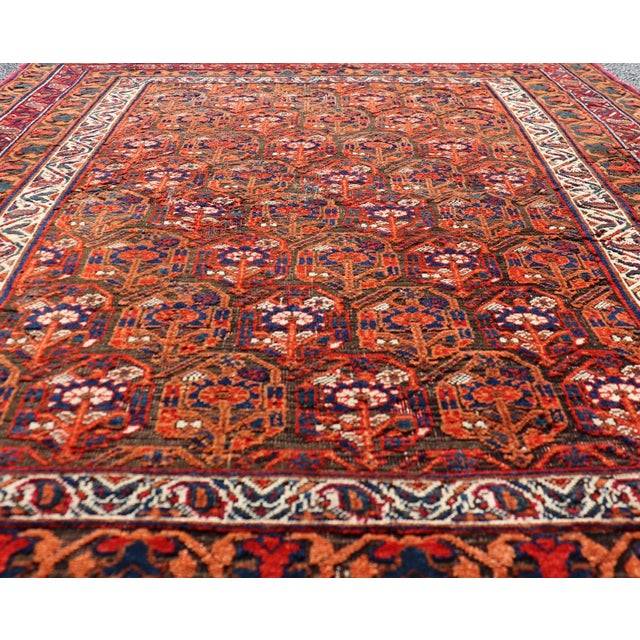 Fine Persian Antique Afshar Rug in Orange and Copper Background & Multi Colors. Keivan Woven Arts/ Rug/X23-0812-93,...