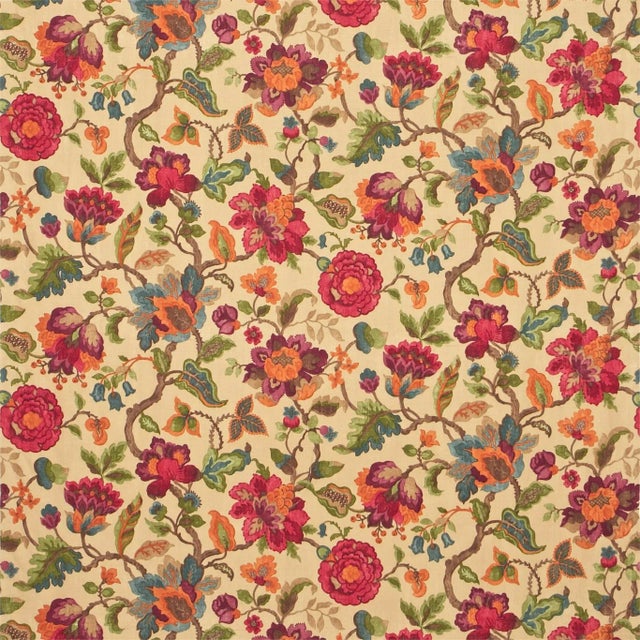 Sanderson Amanpuri Fabric in Mulberry/ Amber - a Sample For Sale