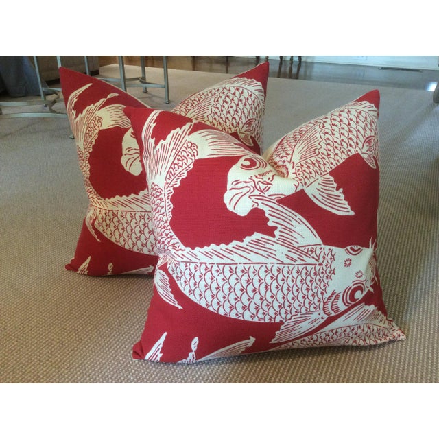 Manuel Canovas Pillows In Ruby Calypso Pattern A Pair Chairish
