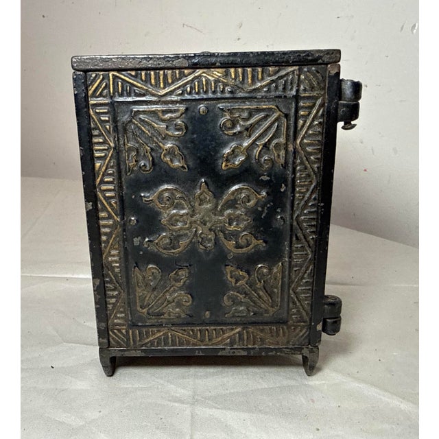 Rare Mistake Antique 1888 Cast Iron Security Safe Deposit Lockable Still Bank For Sale - Image 10 of 12