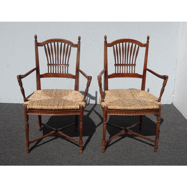 Gorgeous Chairs in Good Rustic Vintage Condition. Solid and Firm. Wear is usual for their age. Please study the photos and...