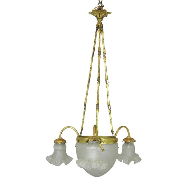 French Three Arm Ceiling Light, 1930s For Sale - Image 12 of 12