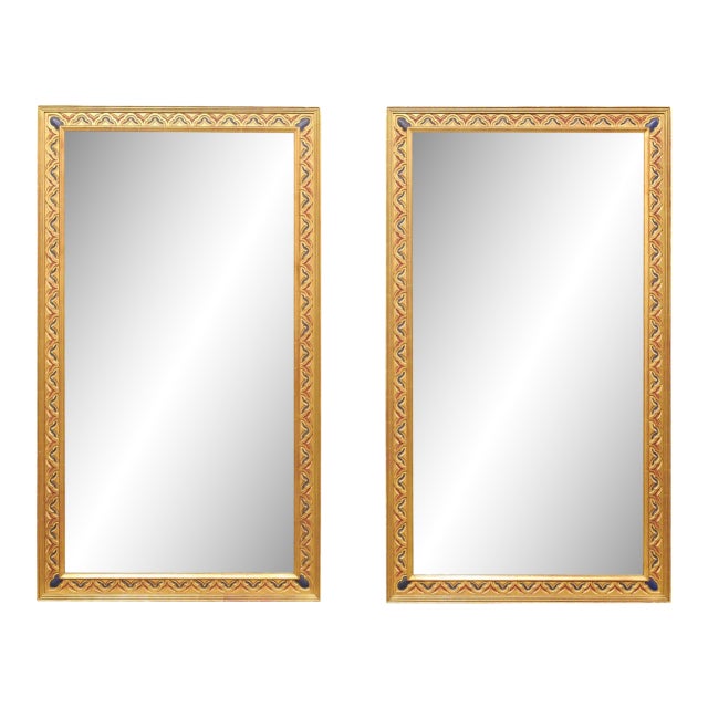 Mid 20th Century Large Pair of Richly Decorated Gilt Mirrors For Sale
