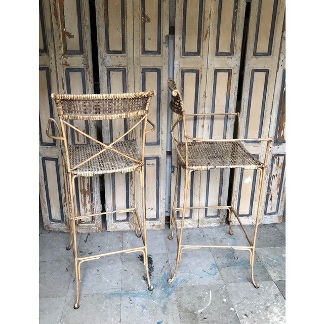 1980s Neoclassical Styled Metal Bar Stools, Pair For Sale - Image 5 of 13