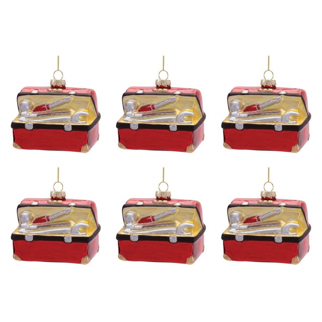 2020s Glass Toolbox Ornaments (Set of 6) For Sale - Image 5 of 5