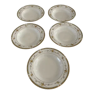 Late 20th Century Mikassa Fine China Soup Bowls- Set of 5