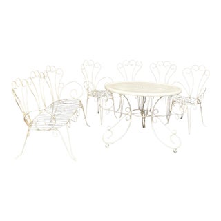 Mid-Century French Wrought Iron 6-Piece Garden Salon Set For Sale