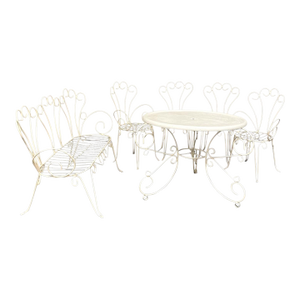 Mid-Century French Wrought Iron 6-Piece Garden Salon Set