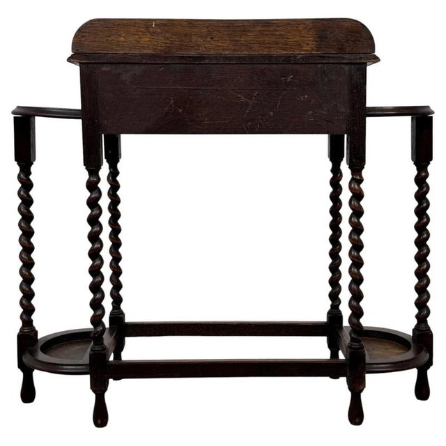 Gold Antique Edwardian Oak Hall Stand, England For Sale - Image 8 of 12