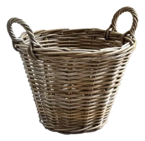 Mid-20th Century Rustic European Round WIllow Basket