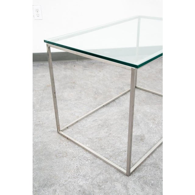 1960s Mid Century Modern End Table Side Metal Glass Vintage Silver Rectangular MCM For Sale - Image 5 of 12