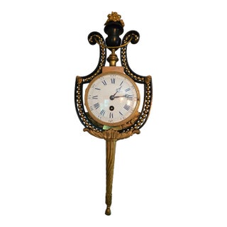 Antique French Empire Gilt Bronze Ormolu Wall Clock For Sale