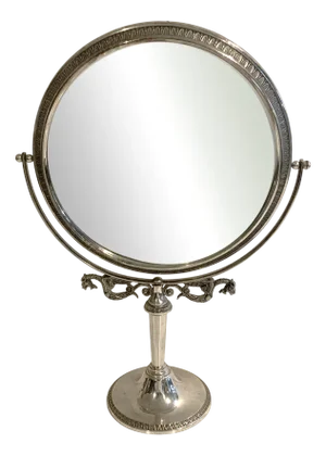 20th Century Round Free-Standing Shower Mirror in Silver-Plated Bronze