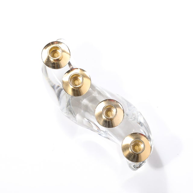 Mid-Century Amorphic Candelabra in Crystal and Brass Signed Schneider For Sale - Image 10 of 11