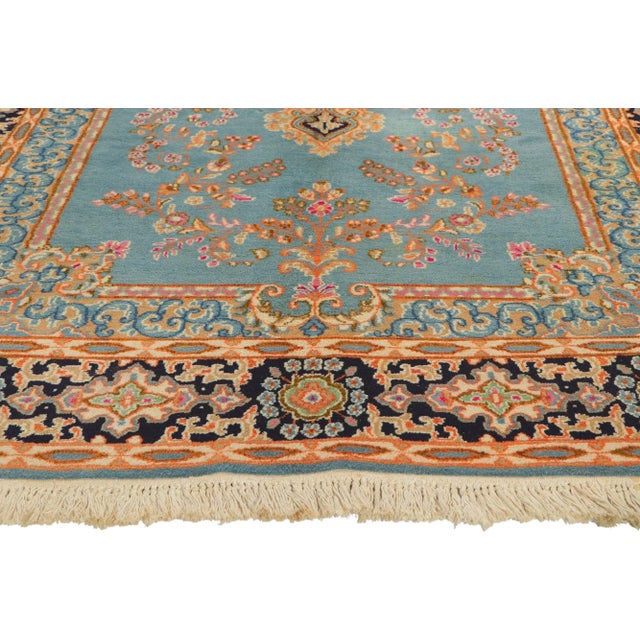 Vintage Blue Persian Kerman Rug - 04'11 X 08'00 For Sale - Image 4 of 10