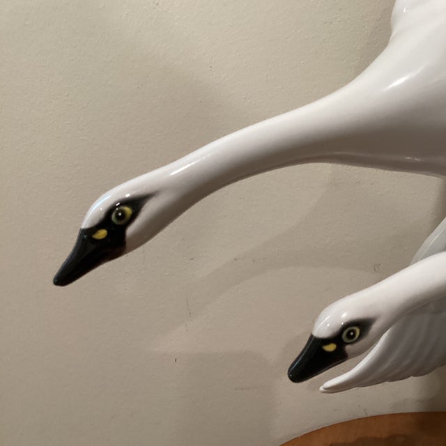 Italian Mid 20th Century Large Porcelain Sculpture “Swans Group in Flight“ Italy For Sale - Image 3 of 7
