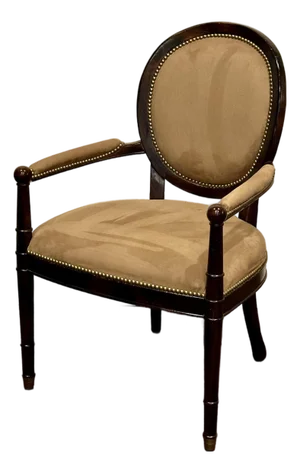 Baker Milling Road Louis XVI Style Bergere Armchair in Distressed Mahogany