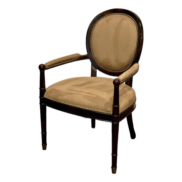 Baker Milling Road Louis XVI Style Mahogany Bergère Armchair For Sale