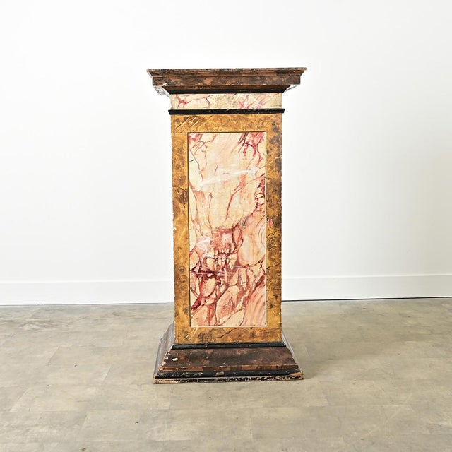 Brown Dutch 19th Century Faux Marble Painted Column For Sale - Image 8 of 11