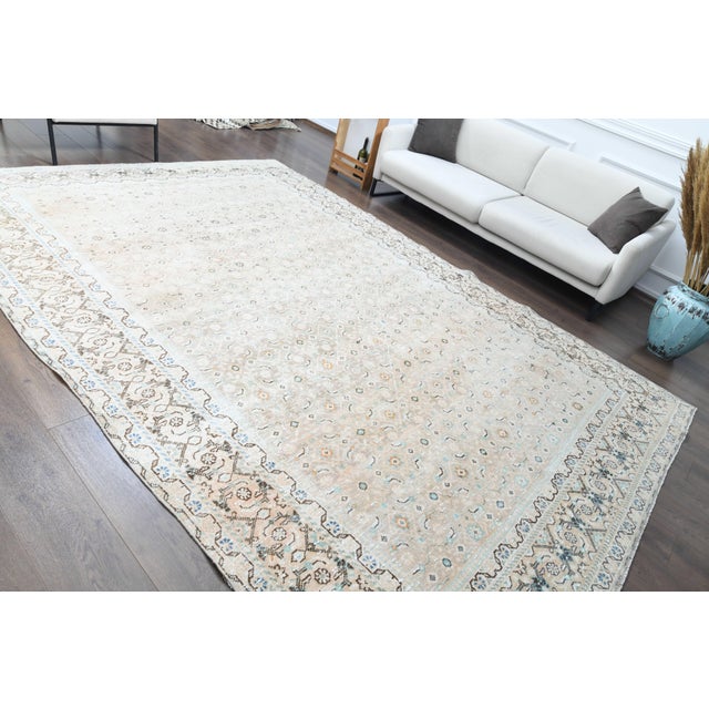 1970s Vintage Persian Handmade Wool Cotton Beige Area Rug For Sale - Image 11 of 11