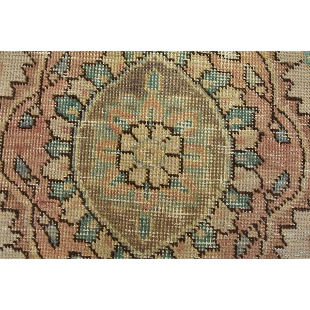 Tabriz Rug 8’1” X 11′ Pink Wool Vintage Distressed Hand-Knotted Carpet For Sale - Image 9 of 15