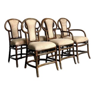 Vintage Boho Henry Olko for Willow and Reed Bent Rattan Dining Chairs - Set of 6 For Sale
