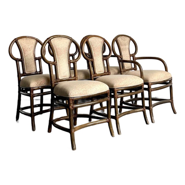 Vintage Boho Henry Olko for Willow and Reed Bent Rattan Dining Chairs - Set of 6 For Sale