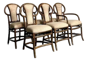 Vintage Boho Henry Olko for Willow and Reed Bent Rattan Dining Chairs - Set of 6