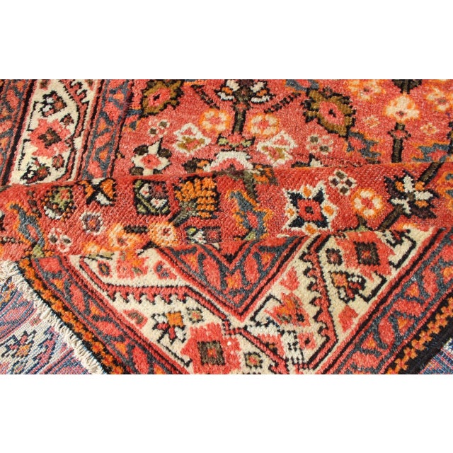 Soft Red and Coral Antique Persian Sultanabad Mahal Runner With All-Over Design For Sale - Image 11 of 12