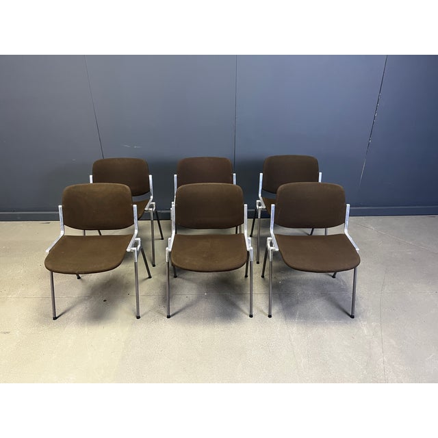 Brown Vintage DSC 106 Side Chairs by Giancarlo Piretti for Castelli, 1970s, Set of 6 For Sale - Image 8 of 10