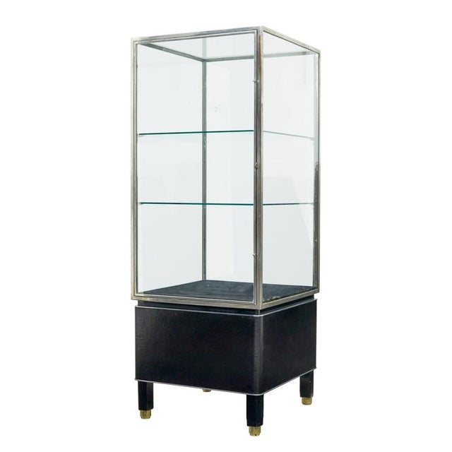 Vintage Art Deco Steel and Leather Glazed Display Cabinet, 1930s For Sale - Image 10 of 10