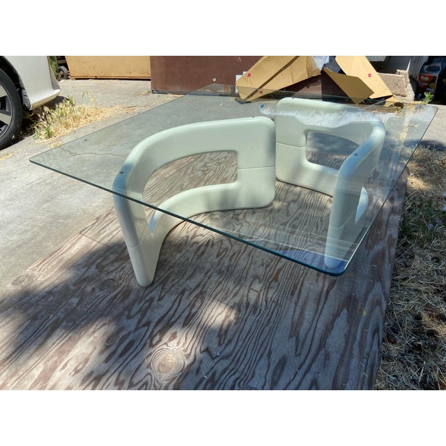 1960s Space Age Hollywood Regency Glass Coffee Table For Sale - Image 4 of 12