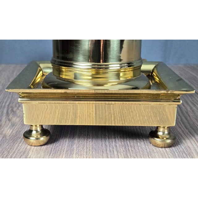 1990s Frederick Cooper Brass Faux Lantern Column Footed Table Lamp For Sale - Image 16 of 17