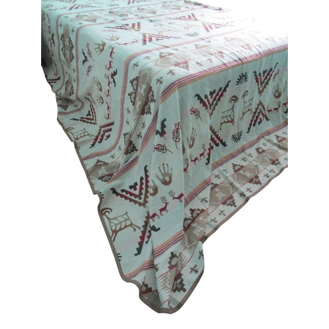 Pendleton Southwest Rock Art Petroglyph Wool Bedspread King Earth Tone Small Holes For Sale In Phoenix - Image 6 of 14