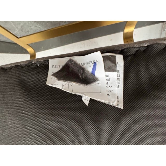 Mid-Century Modern Restoration Hardware Miles Velvet + Brass Arm Chair For Sale - Image 3 of 12