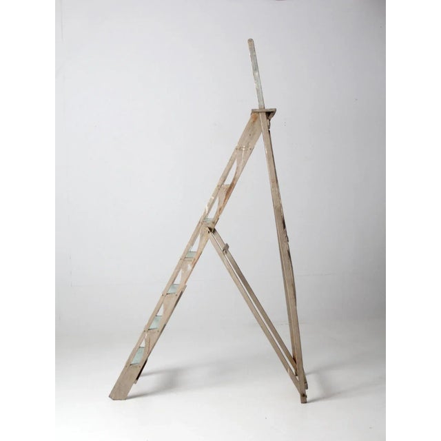 Farmhouse Antique Wooden Ladder For Sale - Image 3 of 11