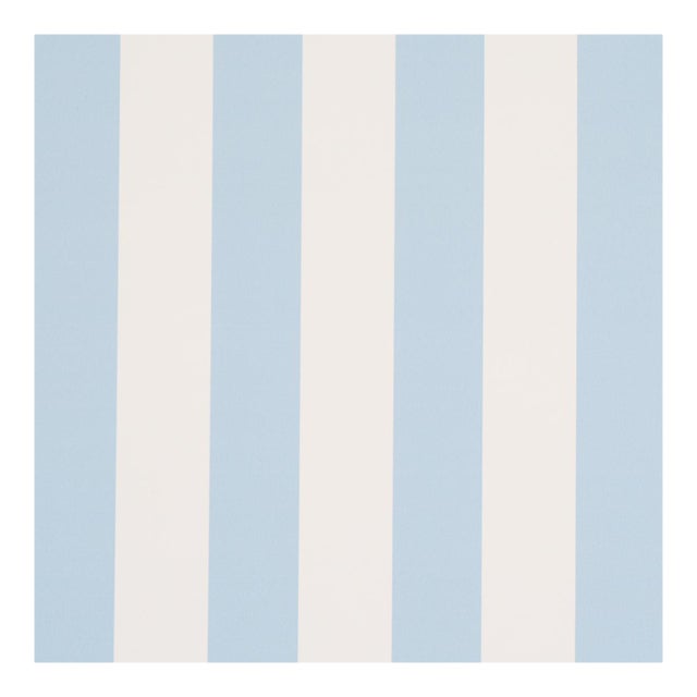 Sample - Schumacher Emma Stripe Wallcovering in Ice For Sale