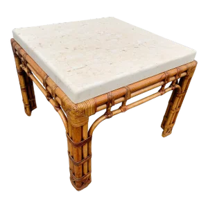 Alexvale Tessellated Stone Top Rattan Base Side Table
