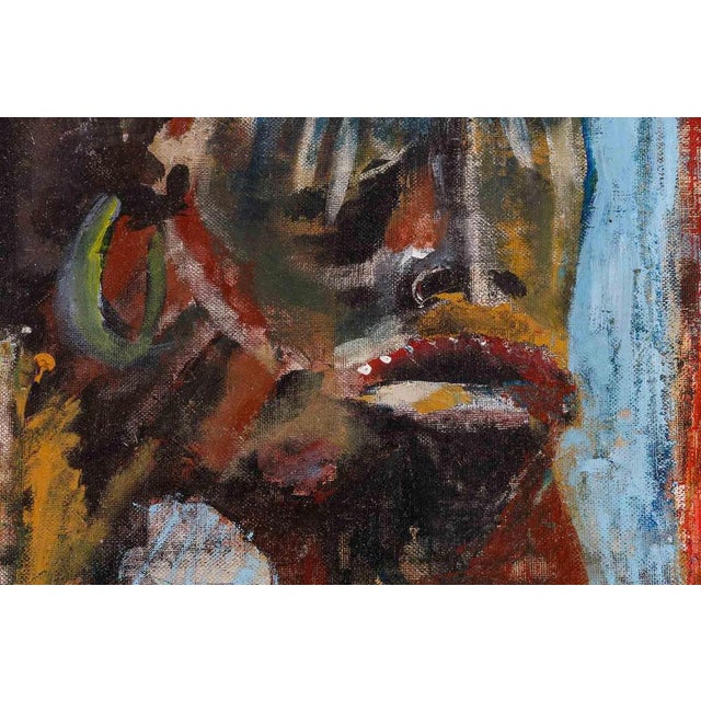 Painting of an African Mask by Yves Farbos. Painting on cardboard of an African mask, signed by the artist Yves Farbos,...