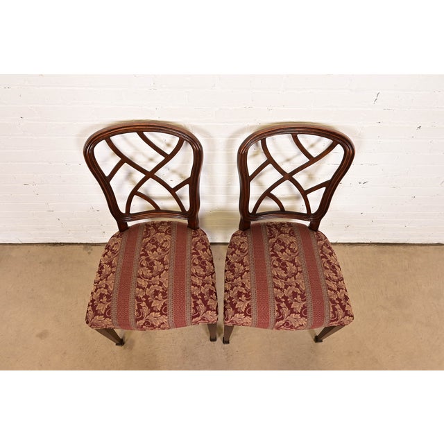 1980s Kindel Furniture Federal Carved Mahogany Side Chairs or Dining Chairs, Pair For Sale - Image 5 of 12