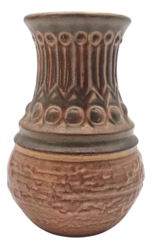 Vintage West German Jasba Repousse Textured Art Pottery Vase, 6"