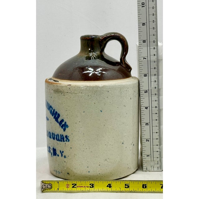 Nice Small Antique 1/2 Gallon Size Stoneware Wholesale Liquor Merchants Jug From Little Falls New York For Sale - Image 18 of 18