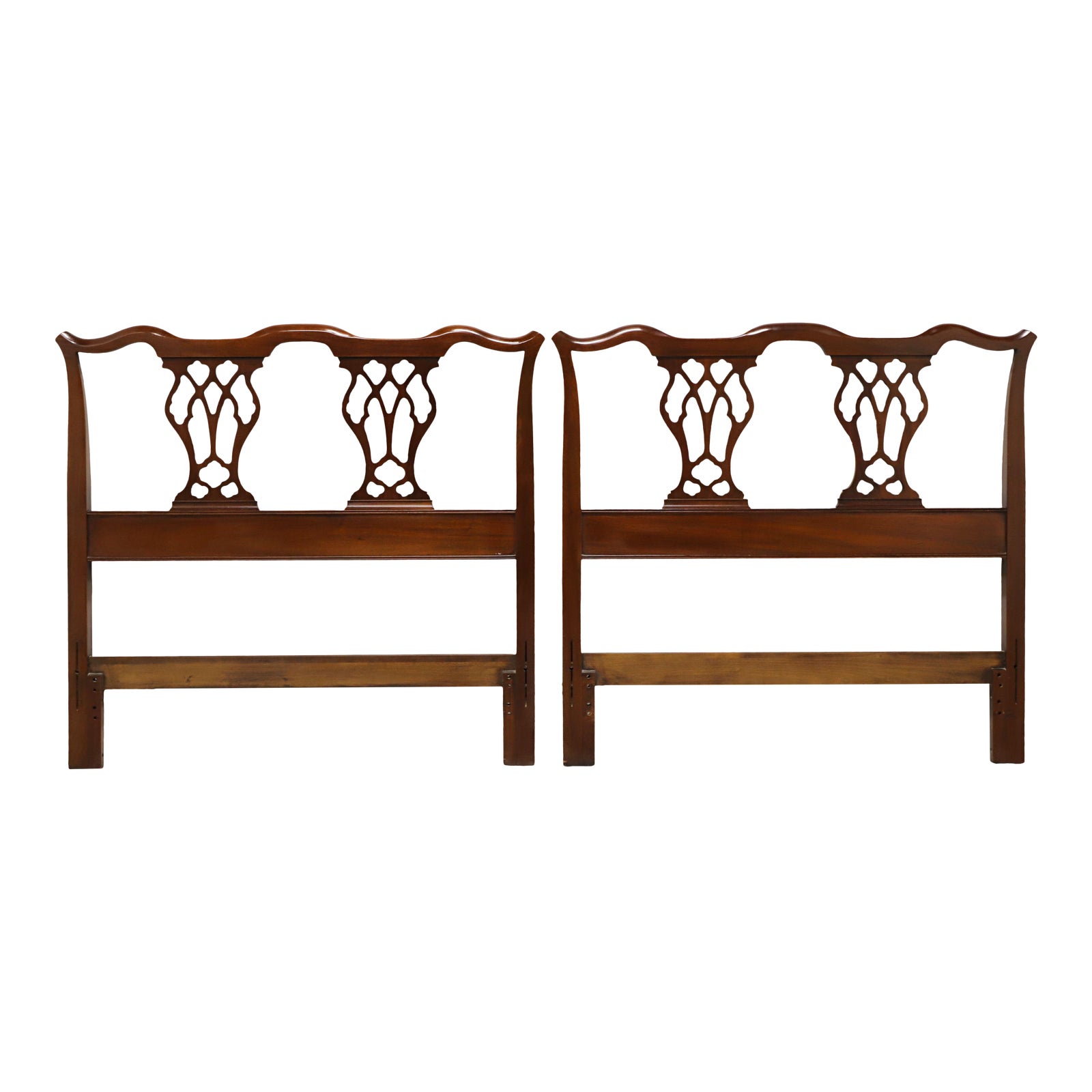 Vintage Mid 20th Century Mahogany Chippendale Twin Headboards Pair