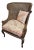 Vintage Classic and Stylish Double Cane Wingback Chair With a Rope Carved Frame and a Linen Paisley Down Seat Cushion For Sale