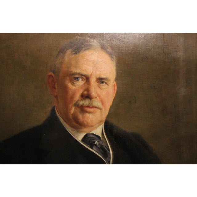 Textile Listed German Artist Fedor Encke (1851-1936) Antique 1913 Oil Painting Portrait For Sale - Image 7 of 10