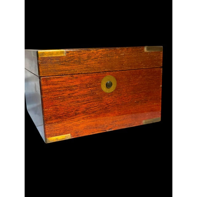 A Tiffany & Co. Swiss Brass Mounted Mahogany Cased Desk Timepiece For Sale - Image 9 of 10