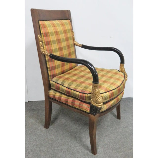 Wood French Empire Style Fruitwood Gilt Ebonized Carved Chair For Sale - Image 7 of 7