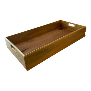 Vintage Oversized Acacia Wood Kitchen Countertop/ Serving Display Tray For Sale